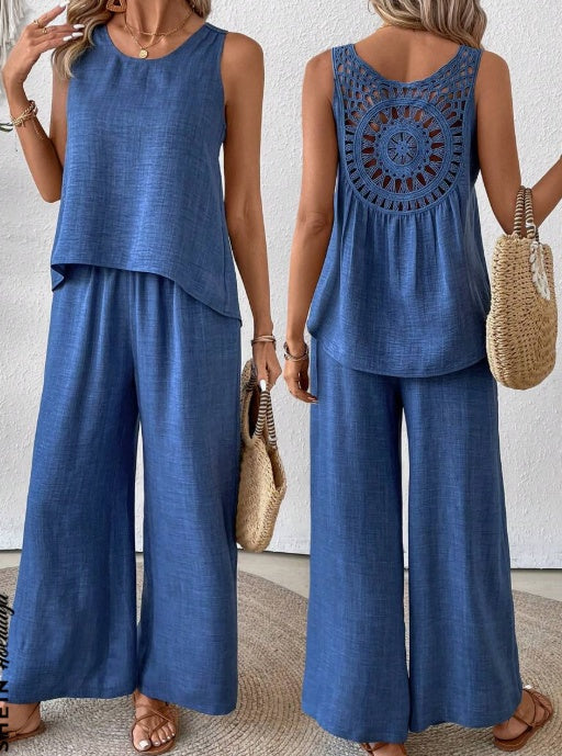 Women's Tank Top & Wide Leg Pants Set | Summer Vacation Outfit