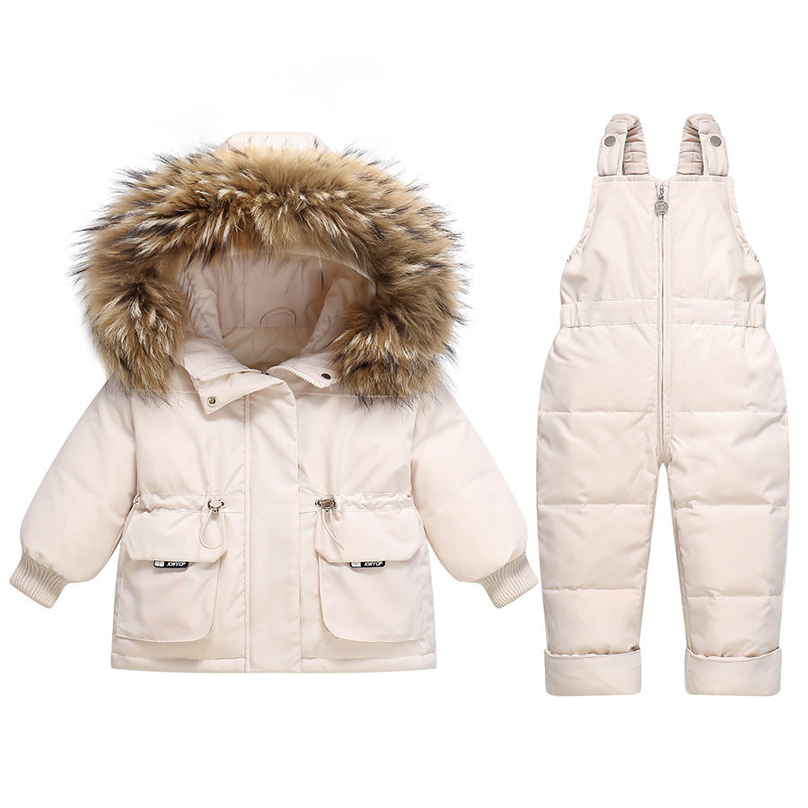 Children Thickened Down Jacket Set | Winter Two-Piece Suit