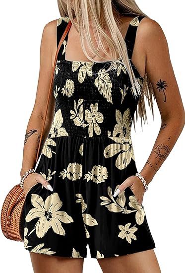 Women's Lightweight Chiffon Romper – Sleeveless Loose Fit Shorts