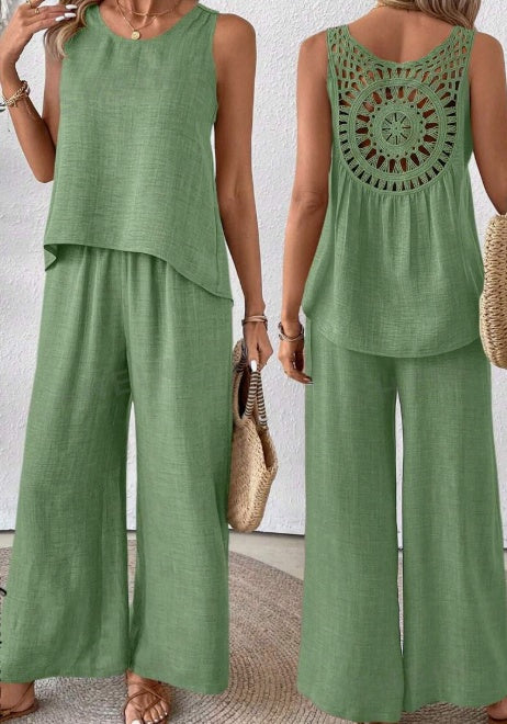 Women's Tank Top & Wide Leg Pants Set | Summer Vacation Outfit