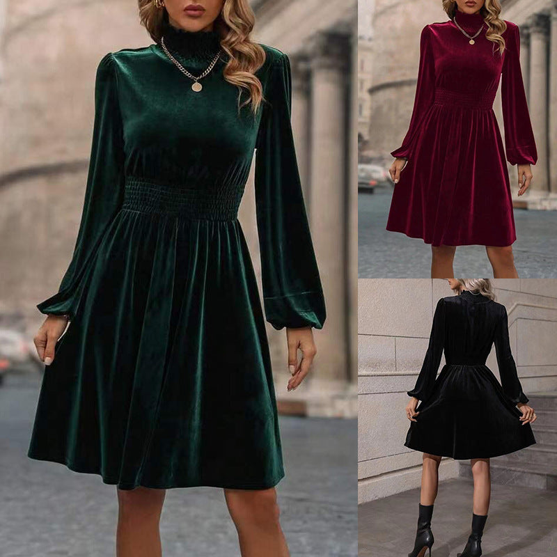 Elegant Velvet Long Sleeve Dress