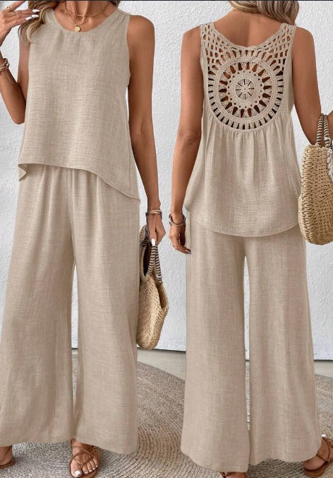 Women's Tank Top & Wide Leg Pants Set | Summer Vacation Outfit