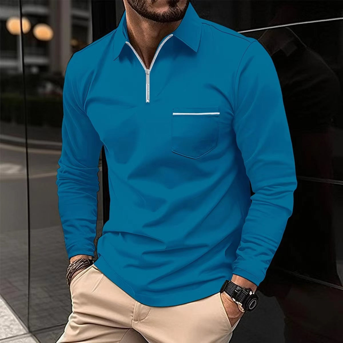 Men’s Long Sleeve Sports Polo Shirt