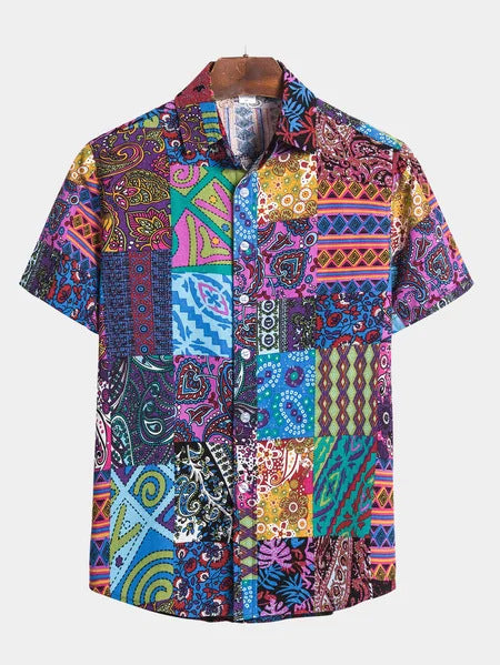 Men's Floral Hawaiian Street Style Shirt – Short Sleeve Summer