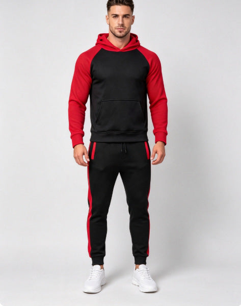 Men's Color-Block Hoodie & Striped Pants Set - Six Colors