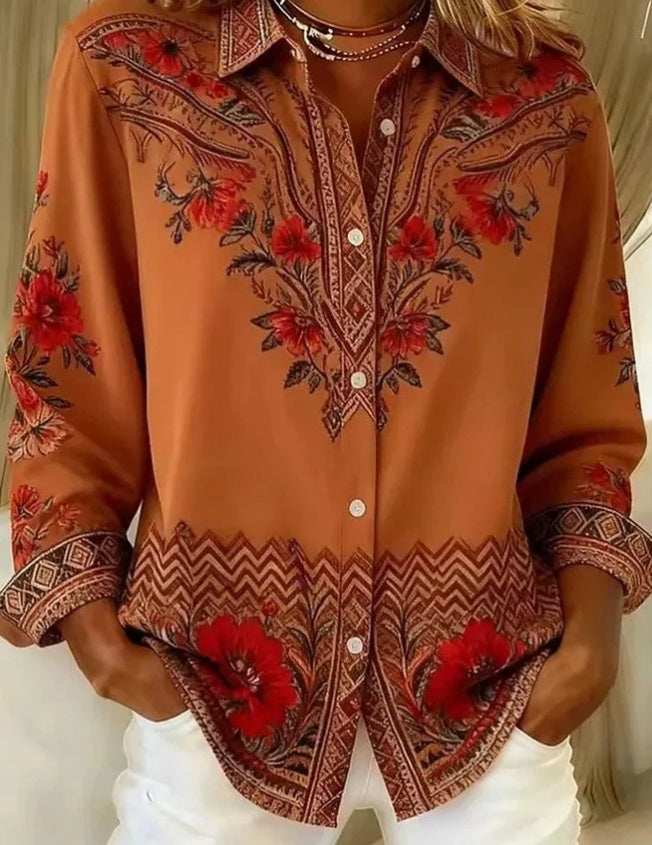Women's Plaid Long Sleeve Work Blouse