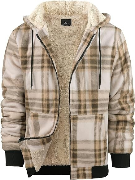 Men's Plaid Winter Jacket | Cotton-Padded Hooded Zip-Up Coat