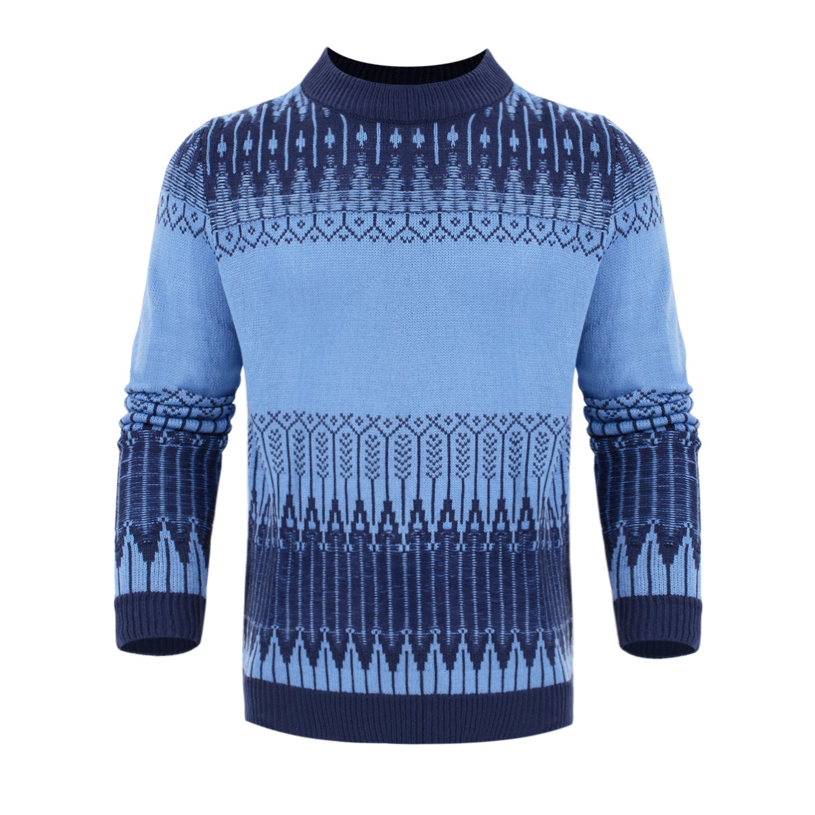 Unisex Fair Isle Knit Sweater | Retro Color Block Crewneck Pullover