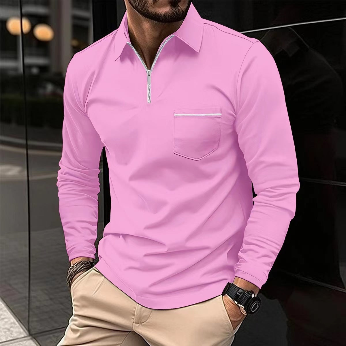 Men’s Long Sleeve Sports Polo Shirt