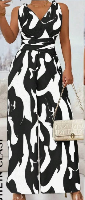 Women's Printed Backless Jumpsuit | Non-Stretch Woven Romper
