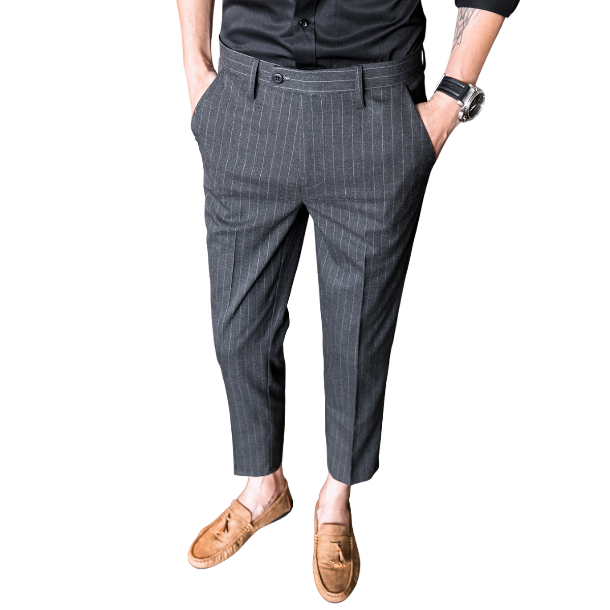 Men's Slim Fit Straight Leg Pants – Business Casual Micro Elastic