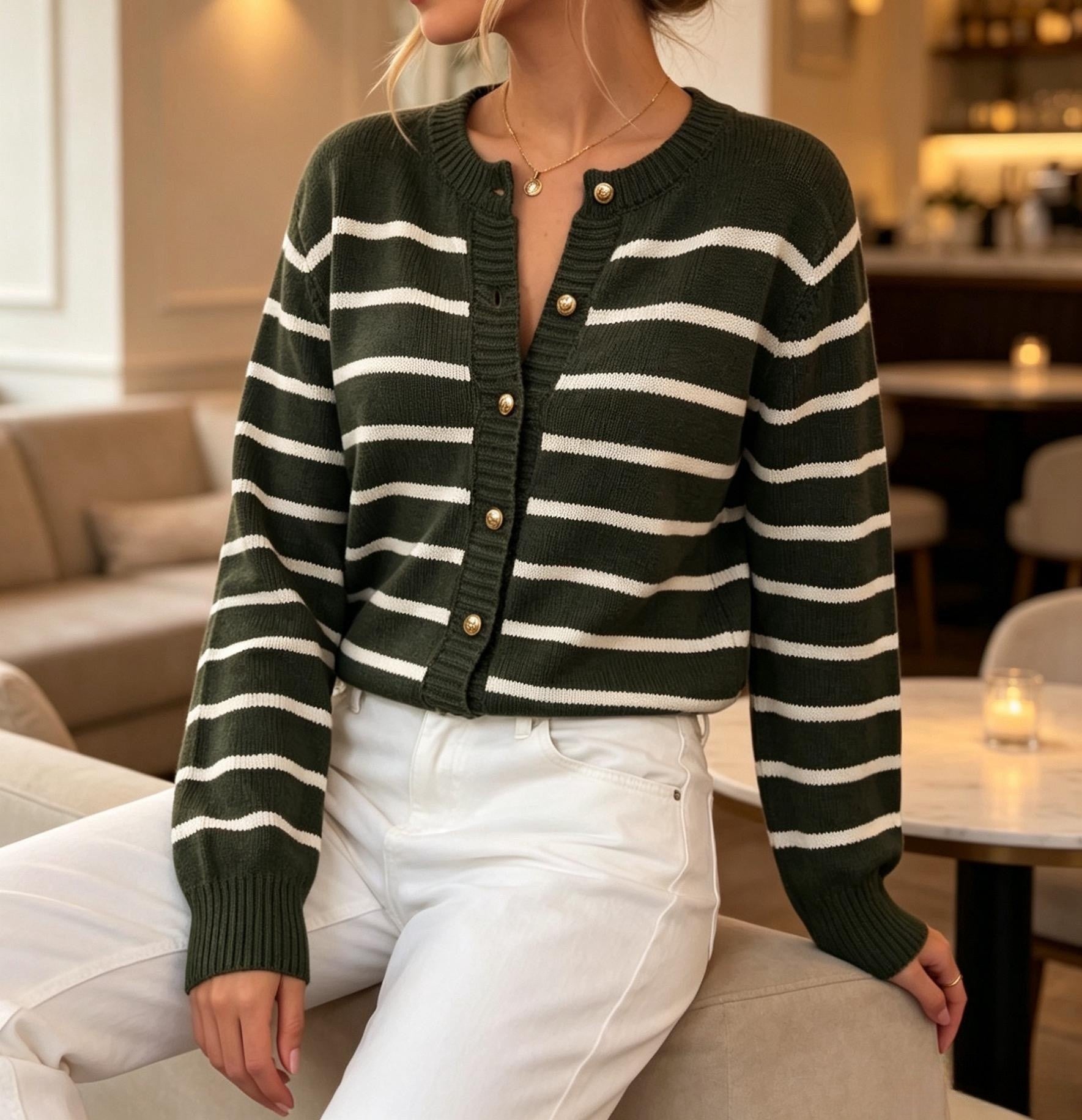 Women's Loose Fit Knit Sweater - Round Neck Long Sleeve