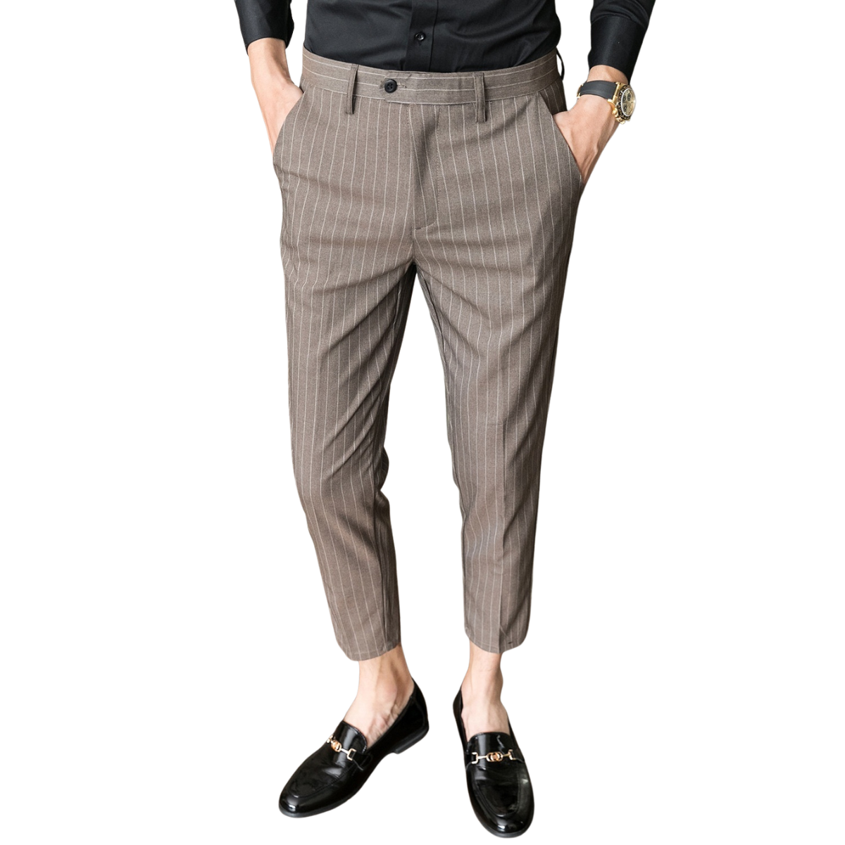 Men's Slim Fit Straight Leg Pants – Business Casual Micro Elastic