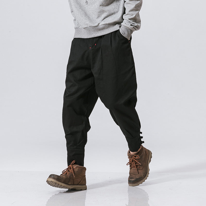 Men's Chinese Style Casual Pants | Mouth Buckle Closure Relaxed Fit