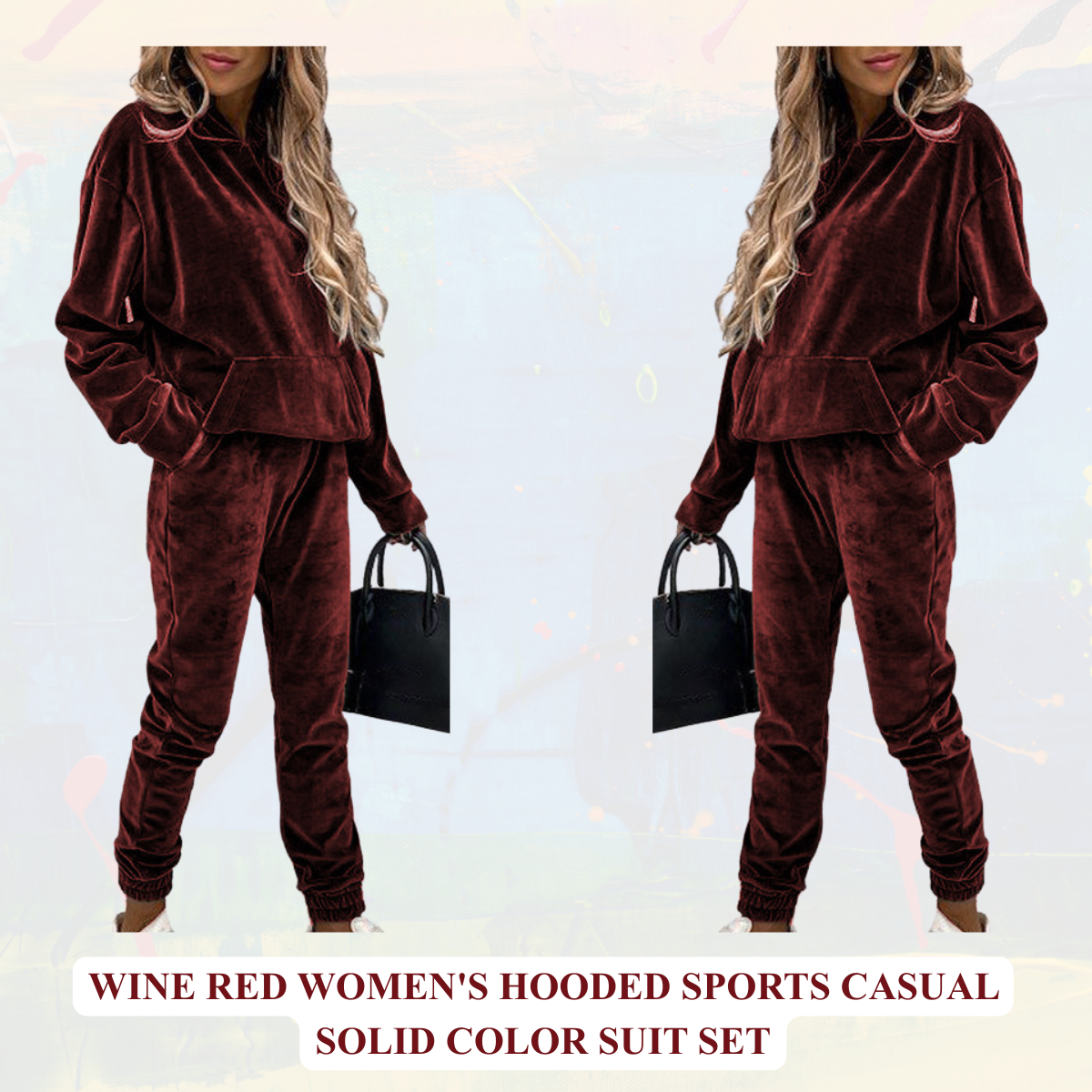 Women's Hooded Sports Casual Solid Color Suit Set