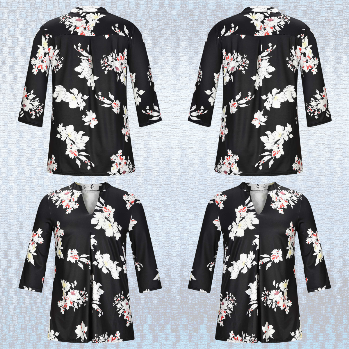 Women's Floral Print V-Neck Pullover Blouse