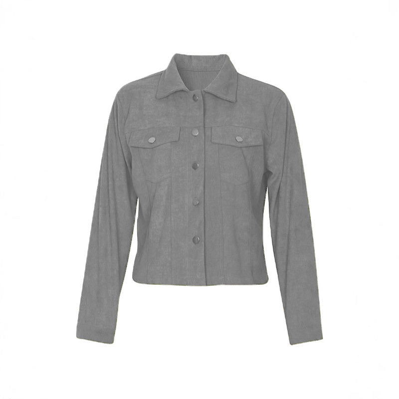 Women's Corduroy Jacket | Casual Button-Up Coat with Flap Pockets