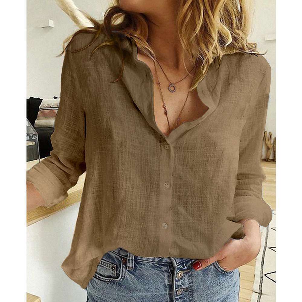 Women’s Lapel Cotton Linen Shirt