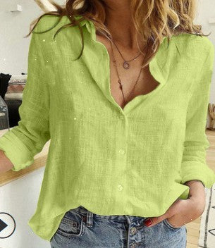 Women’s Lapel Cotton Linen Shirt