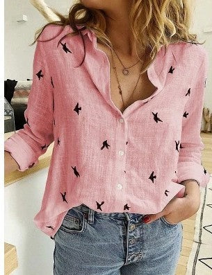 Women’s Lapel Cotton Linen Shirt
