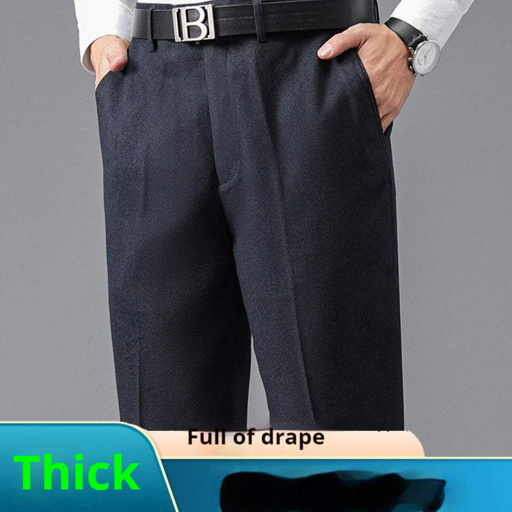 Men's Comfort Fit Suit Pants | Loose Straight Leg High Waist Trousers