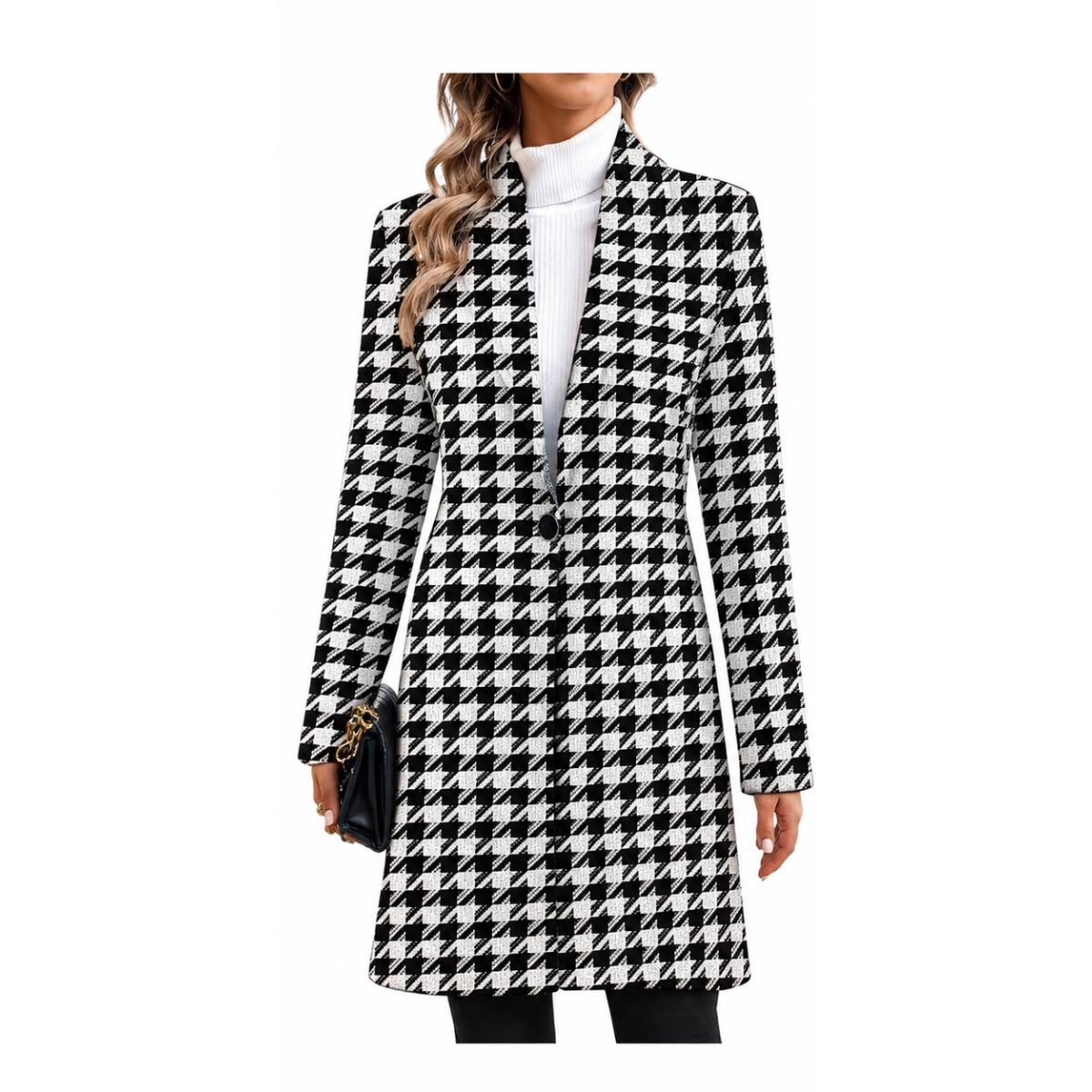 Women's Printed Trench Coat – Stand Collar Mid-Length