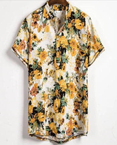 Men's Slim Fit Button Front Hawaiian Shirt – Short Sleeve