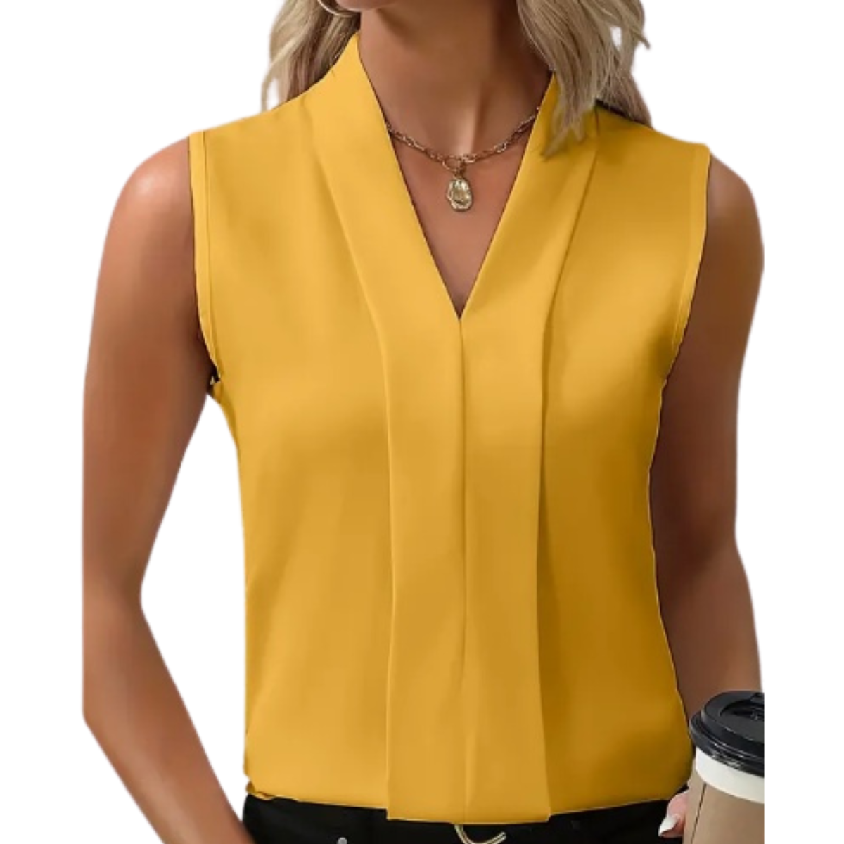 Women's Sleeveless V-Neck Blouse - Lightweight Casual Top