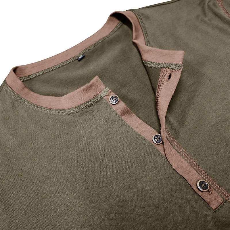 Men's V-Neck Polo Shirt | Summer Button Detail Short Sleeve