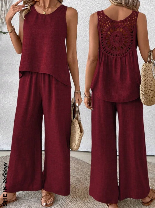 Women's Tank Top & Wide Leg Pants Set | Summer Vacation Outfit
