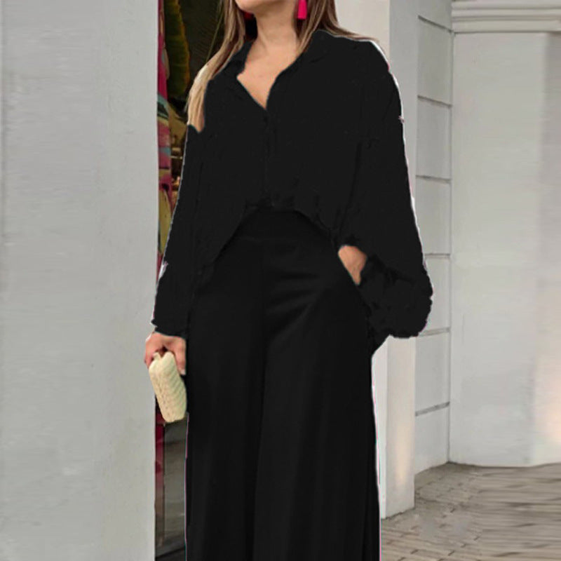 Women's Printed Shirt & Wide Leg Pants Set | Fashion Casual Outfit