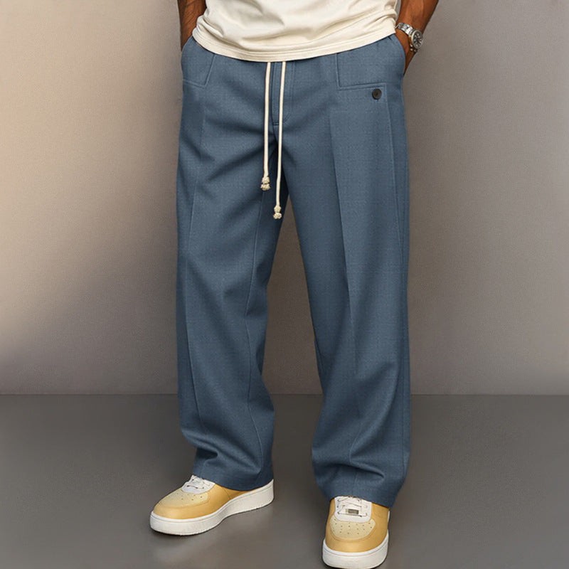 Men's Drawstring Casual Pants - Loose Straight Fit