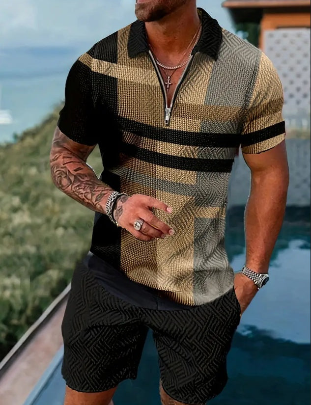 Men's Polo & Shorts Set | Sports Short Sleeve Outfit
