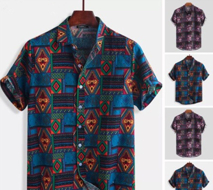 Men's Yarn Dyed Plaid Cotton Shirt – Lapel Short Sleeve Summer