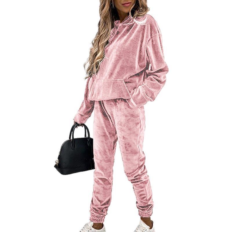Solid Color Hooded Sports Casual Suit Set | Two-Piece Outfit