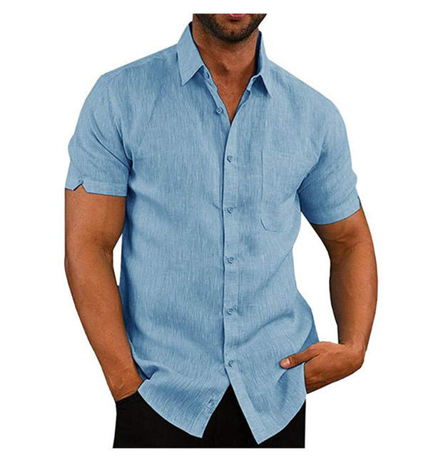 Men's Summer Short Sleeve Shirt | Casual Loose Fit Solid Tee