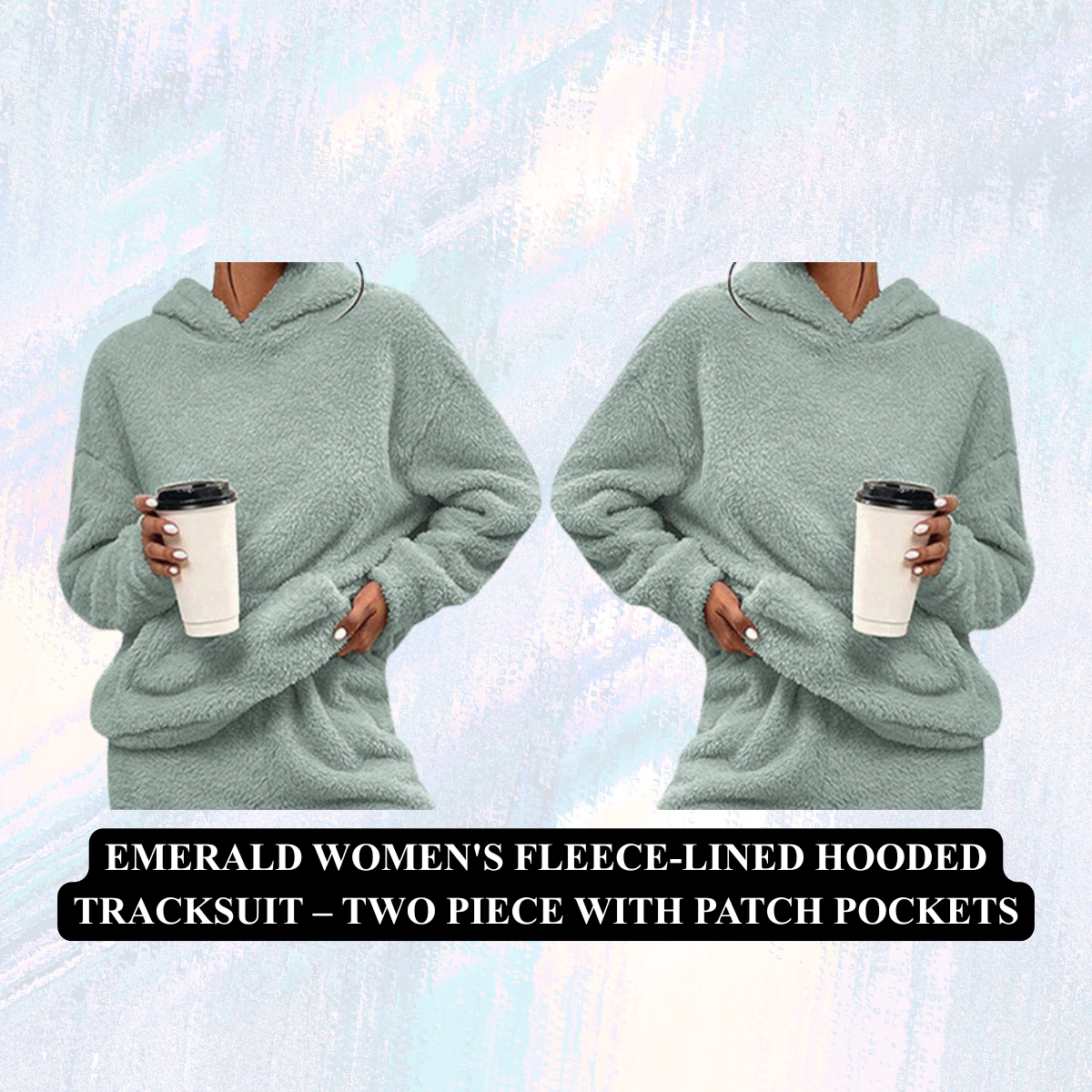 Women's Fleece-Lined Hooded Tracksuit – Two Piece with Patch Pockets