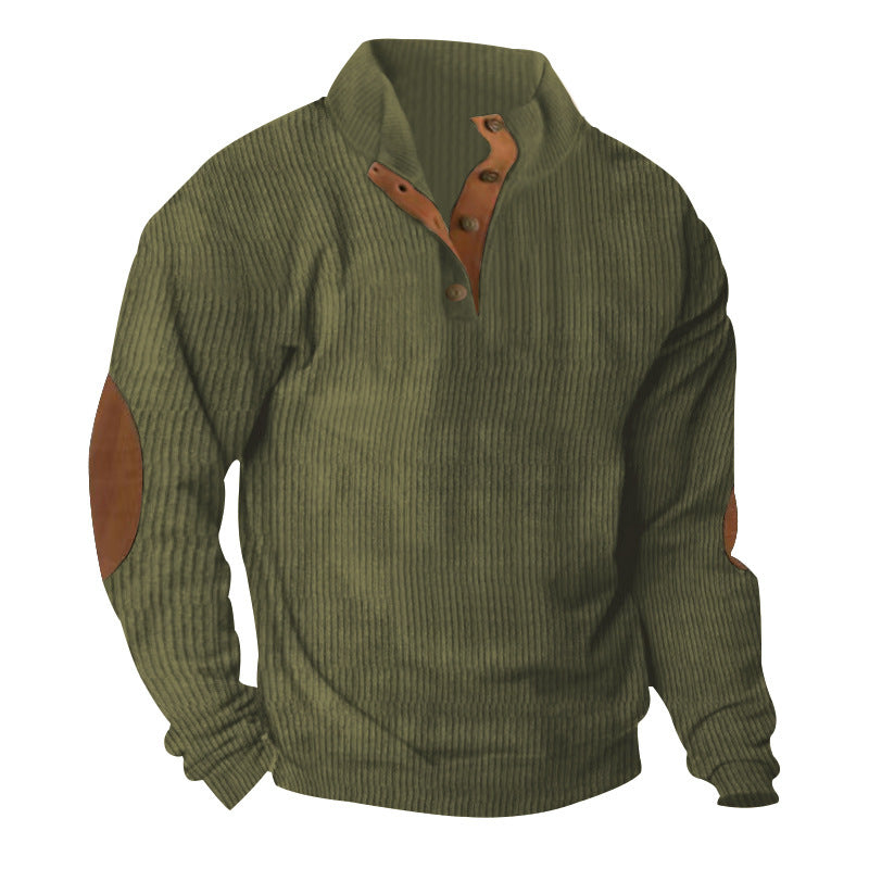 Men's Corduroy Stand Collar Sweater | Casual Long Sleeve Pullover