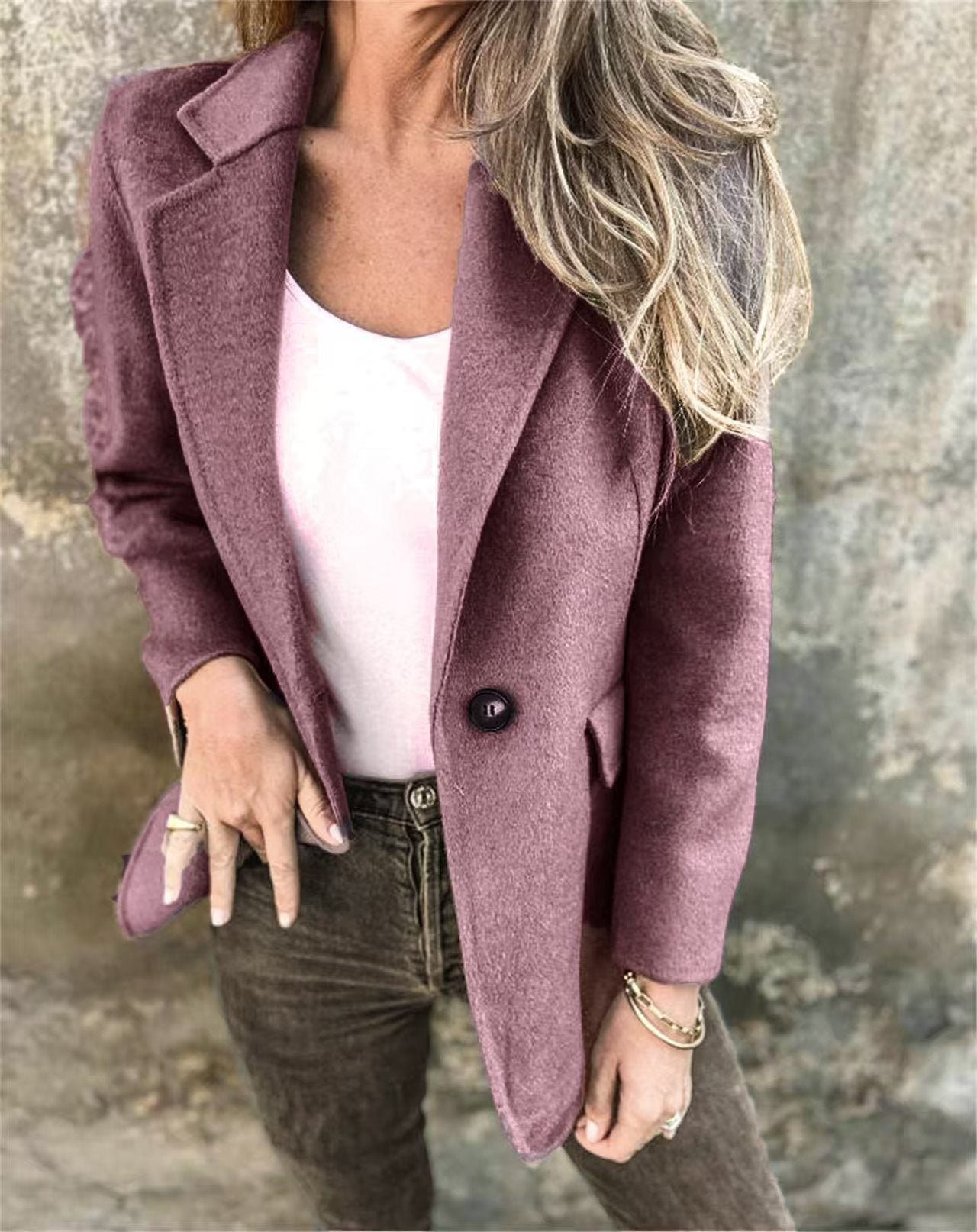Women's Short Lapel Blazer Winter Jacket