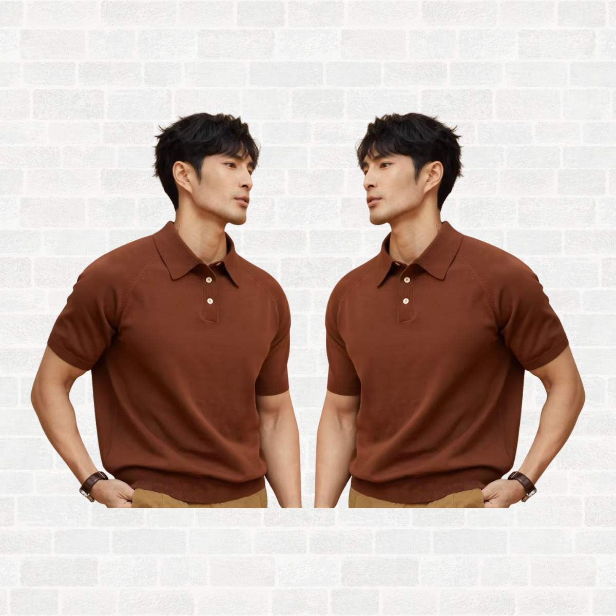 Men's Retro Lapel Knit Polo T-Shirt – Short Sleeve Loose Fit