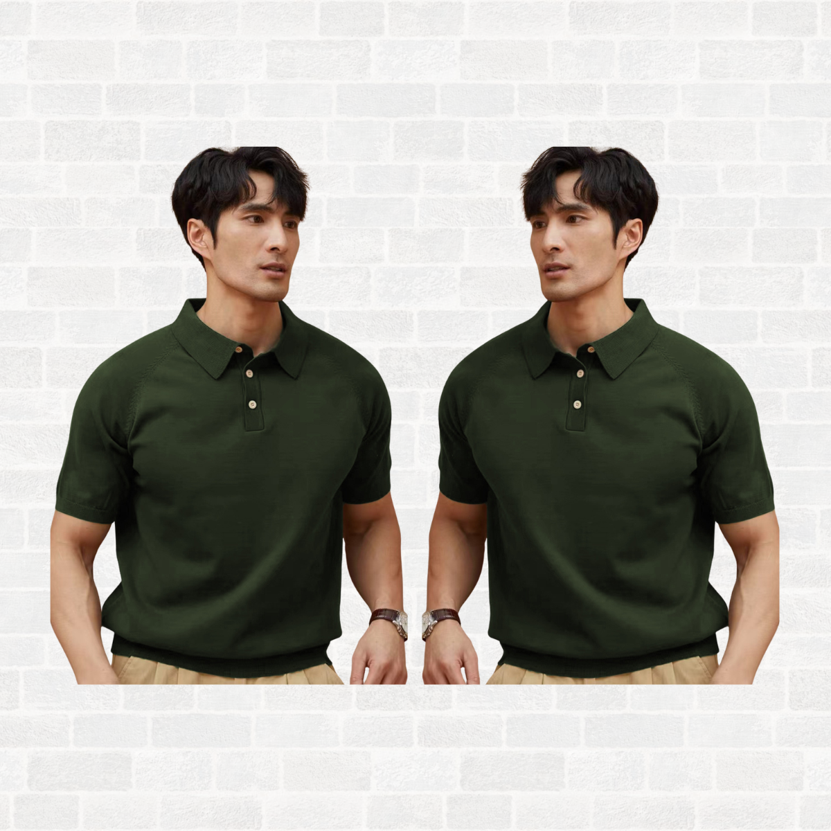 Men's Retro Lapel Knit Polo T-Shirt – Short Sleeve Loose Fit