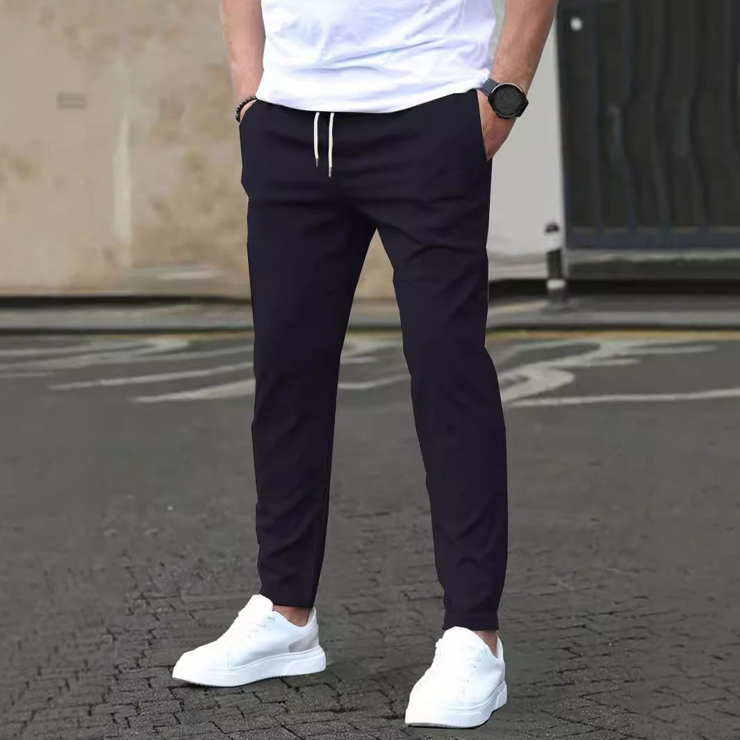 Men's Slim Fit Cropped Pants | Casual Straight Leg Ankle Trousers