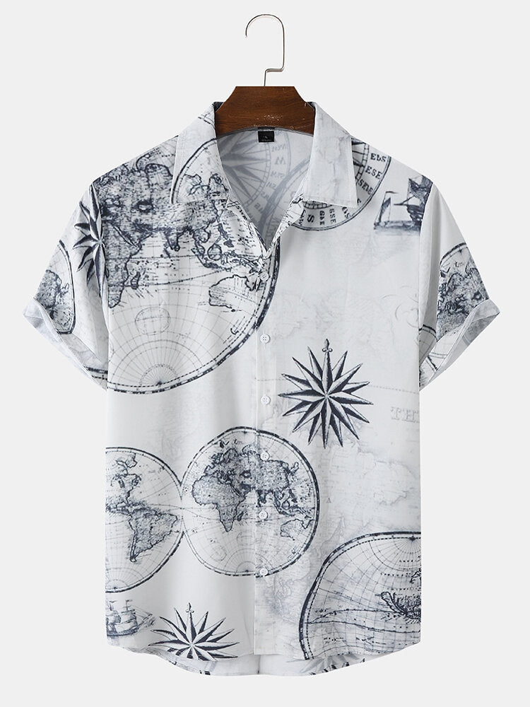Men's Floral Print Street Style Hawaiian Shirt – Short Sleeve