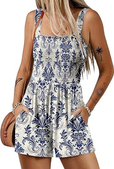 Women's Lightweight Chiffon Romper – Sleeveless Loose Fit Shorts