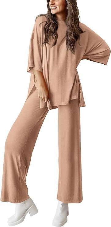 Women's Casual Pullover Set | Short Sleeve Top & Wide Leg Pants