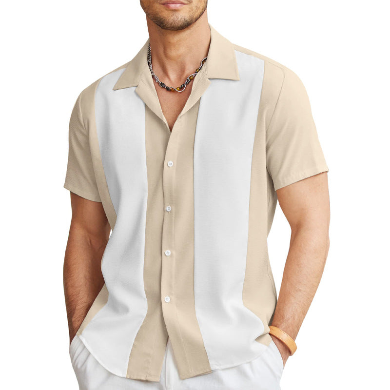 Men's Slim Fit Striped Hawaiian Shirt – Short Sleeve Casual