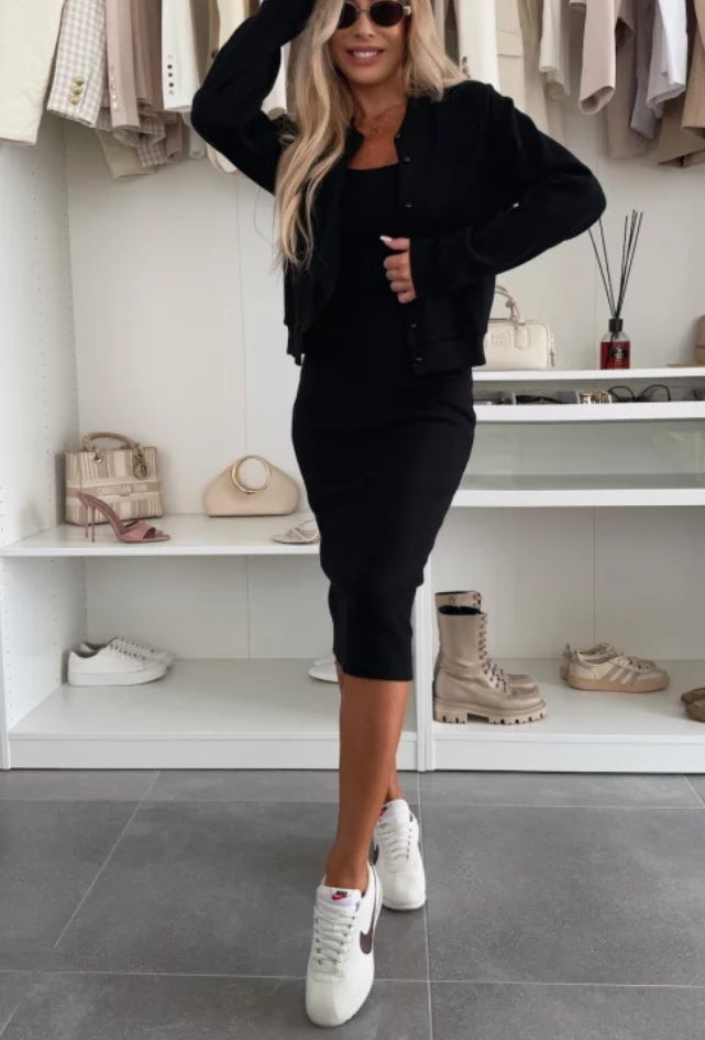 Women's Sling Dress & Cardigan Set | Two-Piece Outfit with Long Skirt