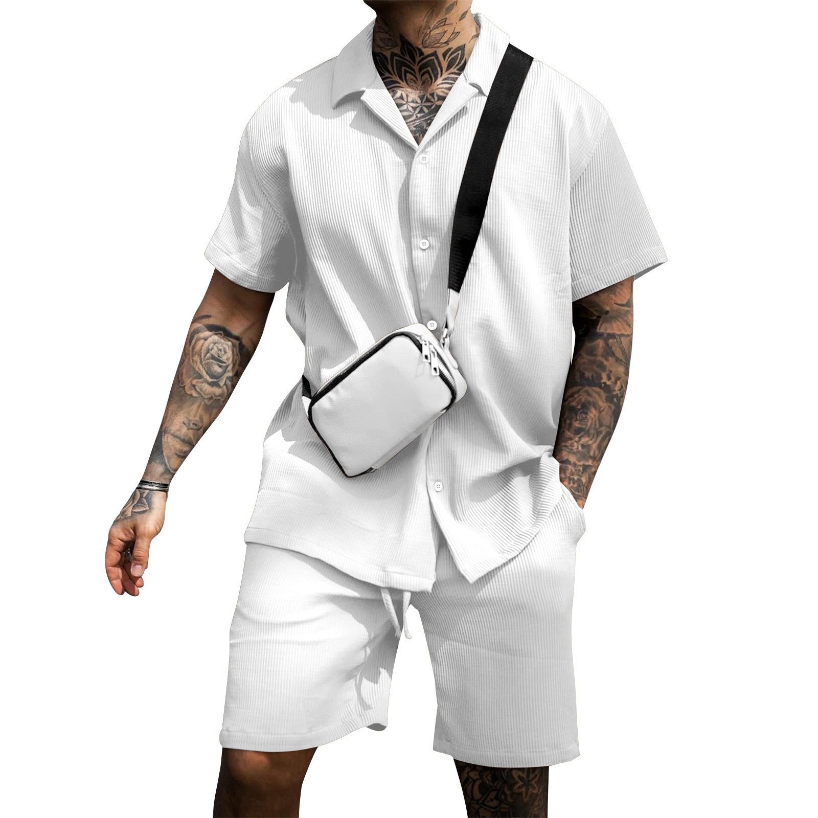Men's Cotton Polo Shorts Set | Casual Short Sleeve & Shorts Outfit