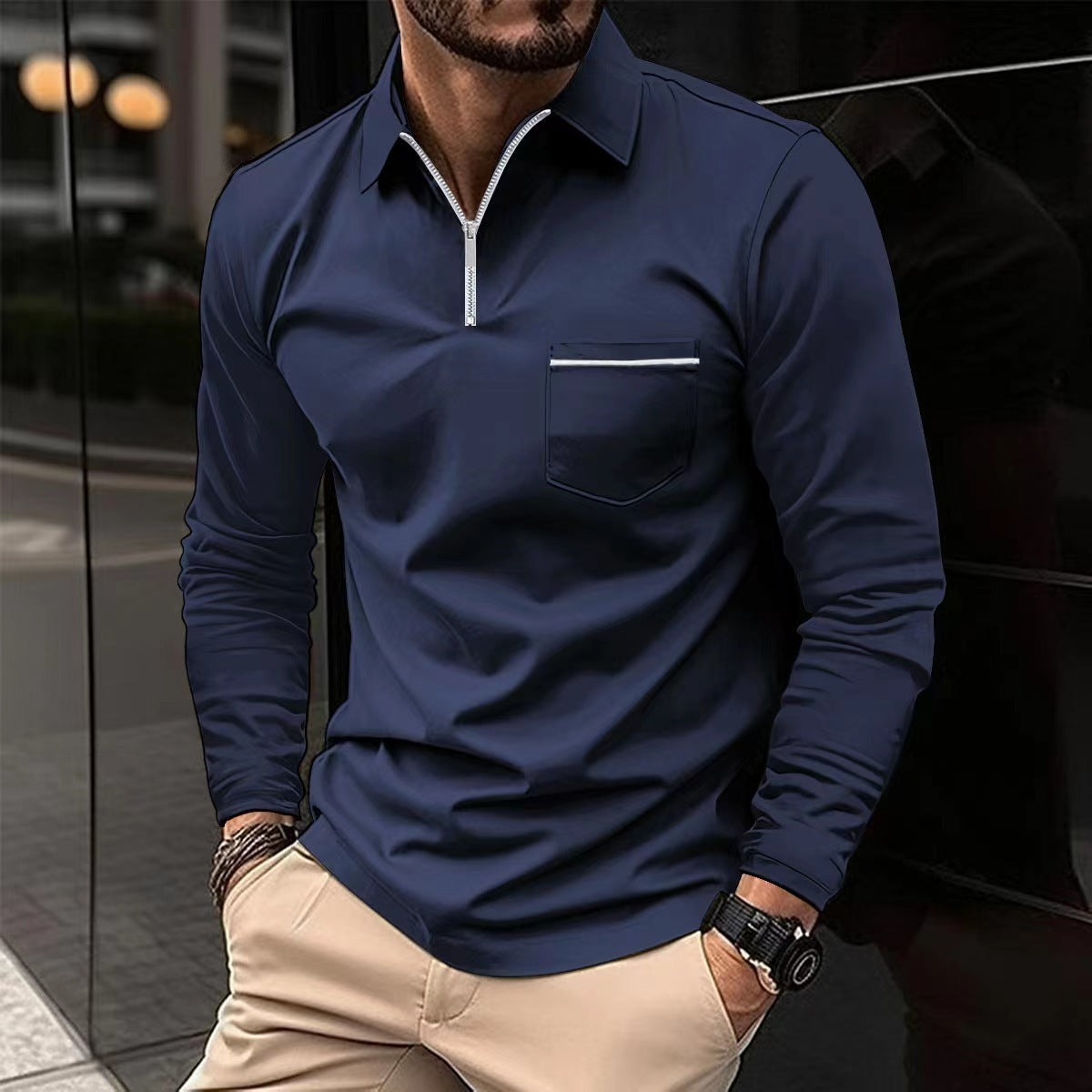Men’s Long Sleeve Sports Polo Shirt