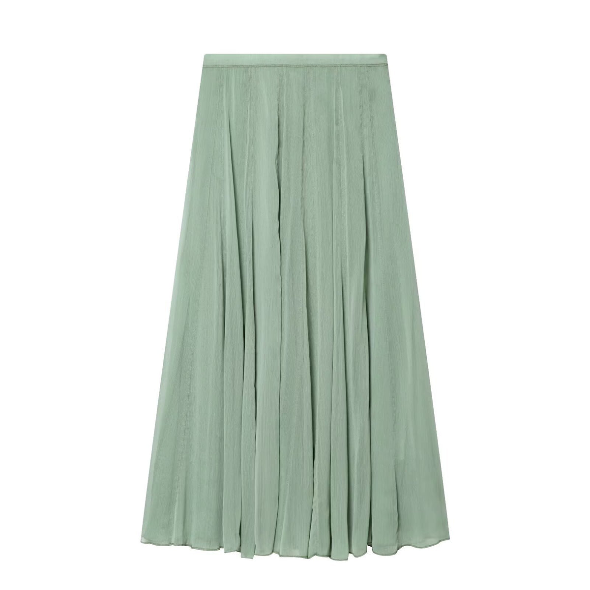 Women's Light Green Pleated Midi Skirt